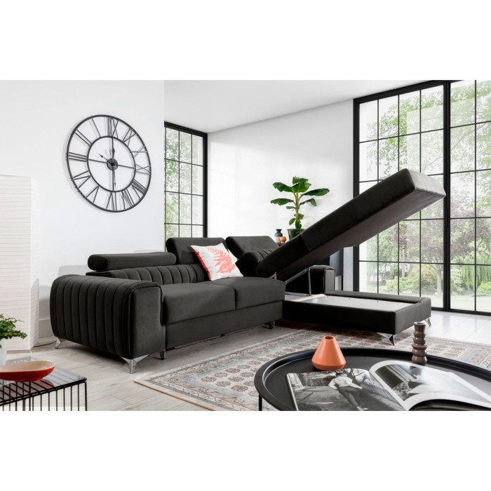 Canapé d’angle droit Gris foncé convertible 3 places JAYSON grand confort 