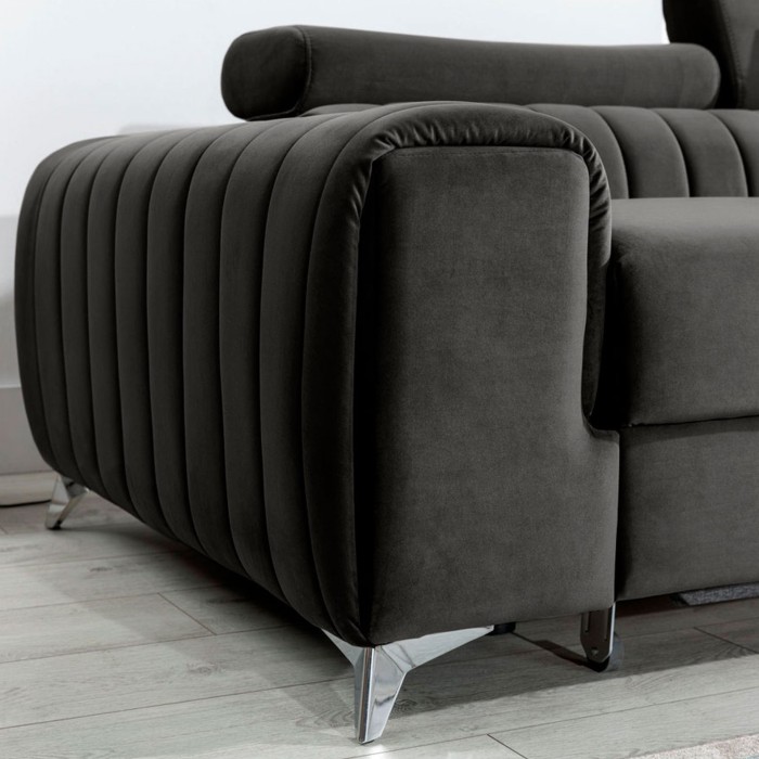 Canapé d’angle droit Gris foncé convertible 3 places JAYSON grand confort 