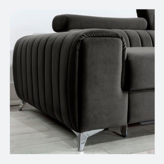 Canapé d’angle droit Gris foncé convertible 3 places JAYSON grand confort 