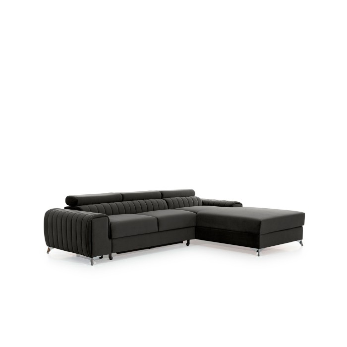Canapé d’angle droit Gris foncé convertible 3 places JAYSON grand confort 