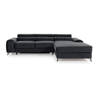 Canapé d’angle droit Gris foncé convertible 3 places JAYSON convertible avec rangement 