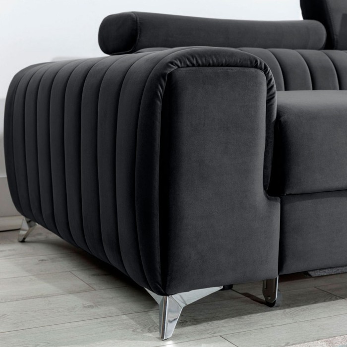 Canapé d’angle droit Gris foncé convertible 3 places JAYSON convertible avec rangement 