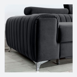 Canapé d’angle droit Gris foncé convertible 3 places JAYSON convertible avec rangement 