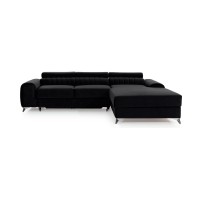 Canapé d’angle droit Noir convertible 3 places JAYSON assise mousse HR 