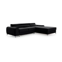 Canapé d’angle droit Noir convertible 3 places JAYSON assise mousse HR 