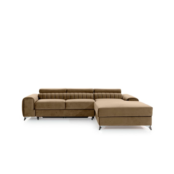 Canapé d’angle droit Marron clair convertible 3 places JAYSON convertible 3 places 