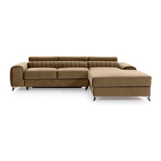 Canapé d’angle droit Marron clair convertible 3 places JAYSON convertible 3 places 