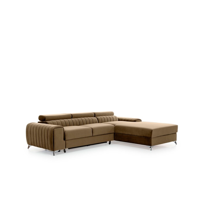 Canapé d’angle droit Marron clair convertible 3 places JAYSON convertible 3 places 