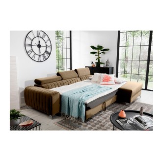 Canapé d’angle droit Marron clair convertible 3 places JAYSON convertible 3 places 