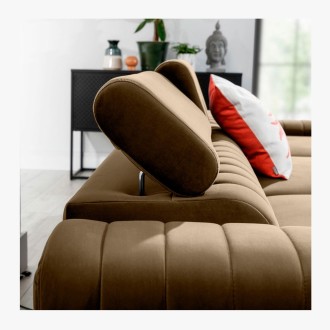 Canapé d’angle droit Marron clair convertible 3 places JAYSON convertible 3 places 