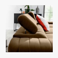 Canapé d’angle droit Marron clair convertible 3 places JAYSON convertible 3 places 