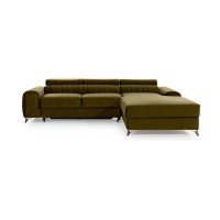 Canapé d’angle droit Vert olive convertible 3 places JAYSON confort modulable 