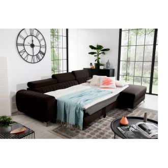 Canapé d’angle droit Vert olive convertible 3 places JAYSON confort modulable 