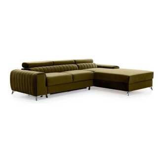 Canapé d’angle droit Vert olive convertible 3 places JAYSON confort modulable 