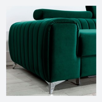 Canapé d’angle droit Vert émeraude convertible 3 places JAYSON assise haute résilience 