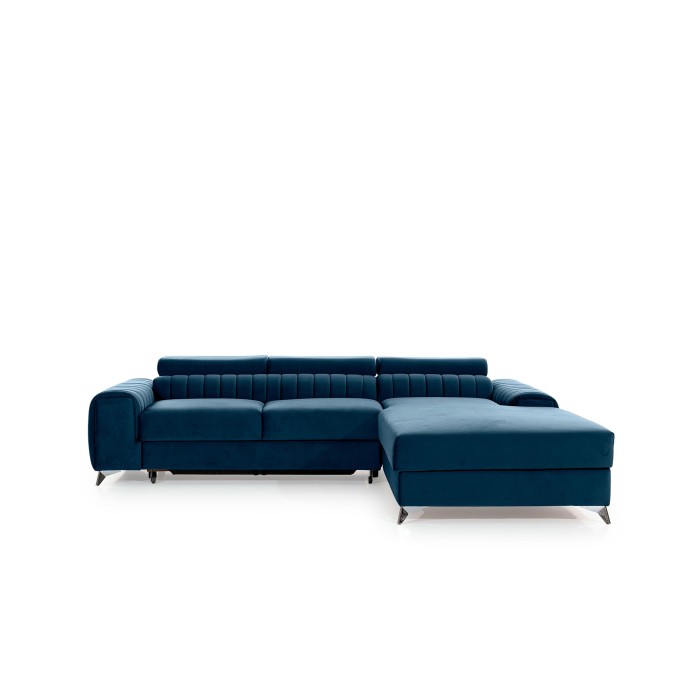 Canapé d’angle droit Bleu foncé convertible 3 places JAYSON avec rangement intégré 