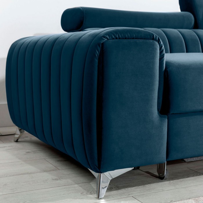Canapé d’angle droit Bleu foncé convertible 3 places JAYSON avec rangement intégré 
