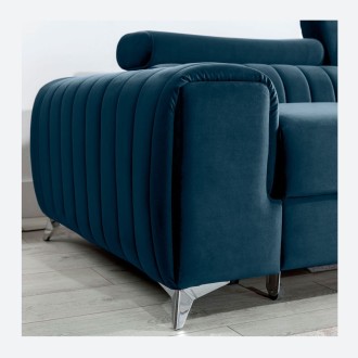 Canapé d’angle droit Bleu foncé convertible 3 places JAYSON avec rangement intégré 
