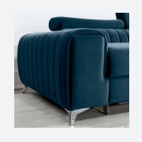 Canapé d’angle droit Bleu foncé convertible 3 places JAYSON avec rangement intégré 