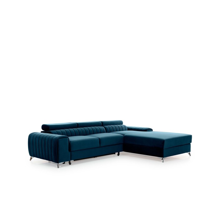 Canapé d’angle droit Bleu foncé convertible 3 places JAYSON avec rangement intégré 