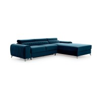 Canapé d’angle droit Bleu foncé convertible 3 places JAYSON avec rangement intégré 