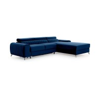 Canapé d’angle droit Bleu foncé convertible 3 places JAYSON couchage d’appoint 