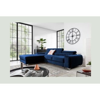 Canapé d’angle droit Bleu foncé convertible 3 places JAYSON couchage d’appoint 
