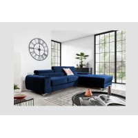 Canapé d’angle droit Bleu foncé convertible 3 places JAYSON couchage d’appoint 