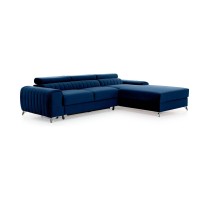 Canapé d’angle droit Bleu foncé convertible 3 places JAYSON couchage d’appoint 