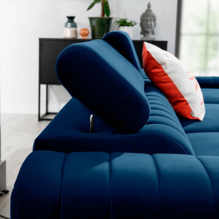Canapé d’angle droit Bleu foncé convertible 3 places JAYSON couchage d’appoint 