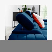 Canapé d’angle droit Bleu foncé convertible 3 places JAYSON couchage d’appoint 