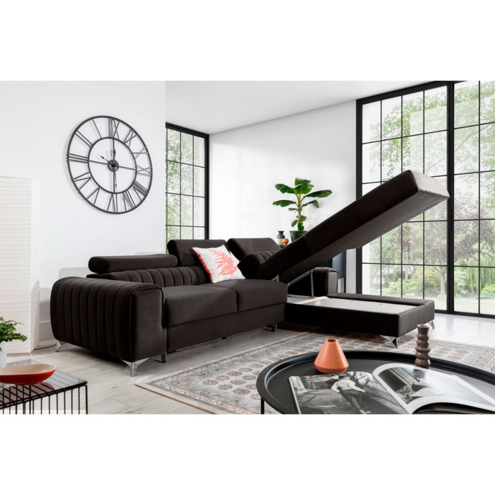 Canapé d’angle droit Gris foncé convertible 3 places JAYSON design contemporain 