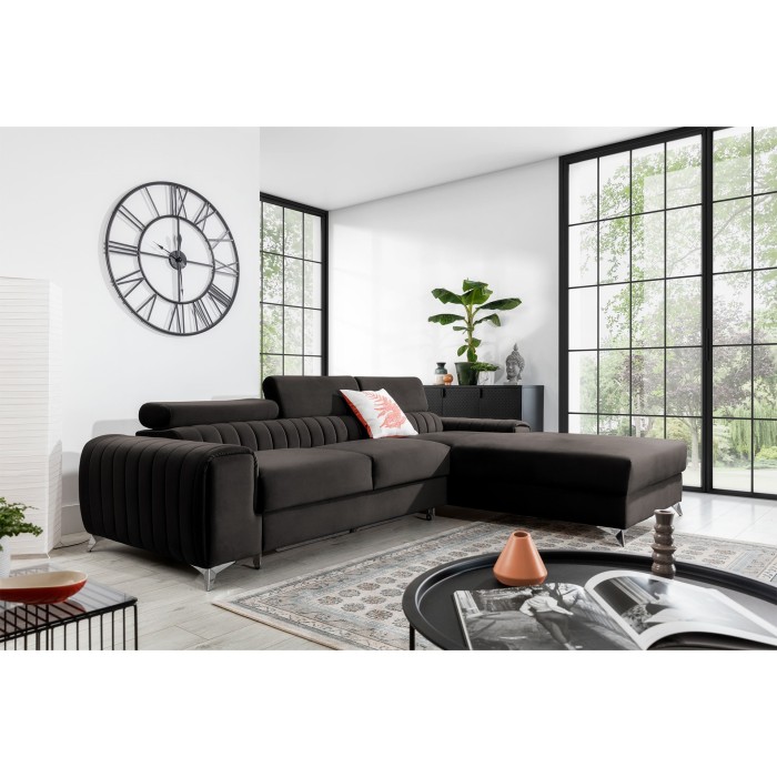 Canapé d’angle droit Gris foncé convertible 3 places JAYSON design contemporain 