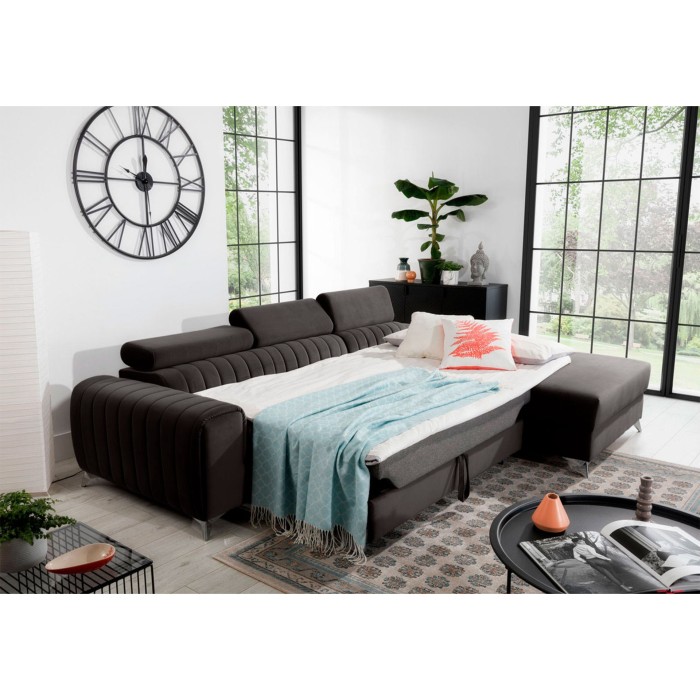 Canapé d’angle droit Gris foncé convertible 3 places JAYSON design contemporain 