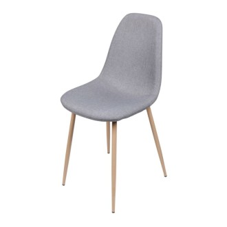Sedia NORDICA in tessuto grigio chiaro con gambe in metallo effetto legno