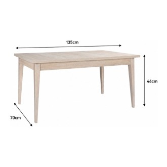 Table basse MALMO 135cm chêne clair dimensions