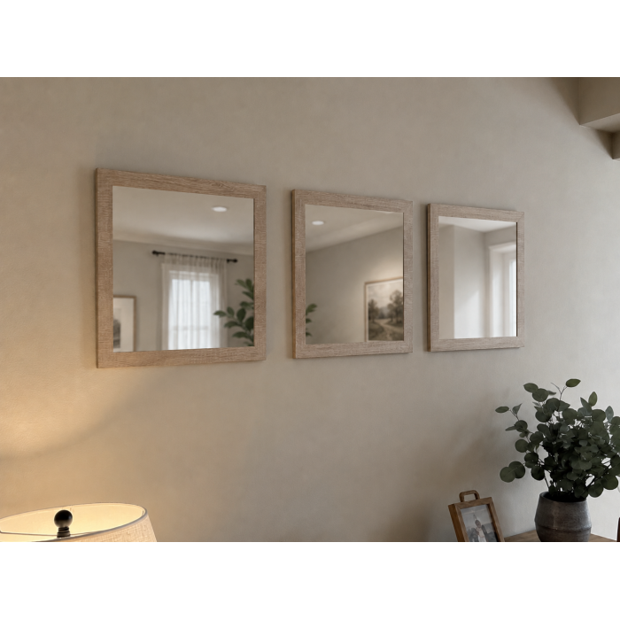 Set di 3 specchi MALMO colore sonoma 60x60x3