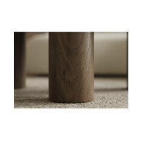 Table basse PTERAX 110 cm en céramique effet marbre blanc et pieds aspect bois – Forme organique