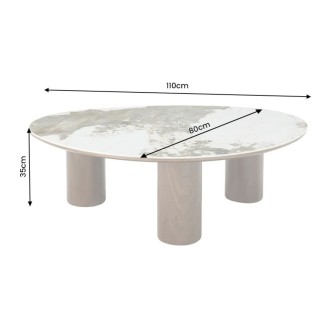 Table basse PTERAX effet bois foncé et marbre blanc dimensions