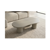 Table basse PTERAX 130 cm gris mat en MDF verni – Forme organique et plateau arrondi