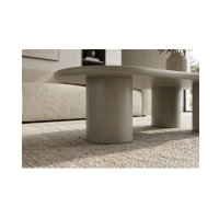Table basse PTERAX 130 cm gris mat en MDF verni – Forme organique et plateau arrondi