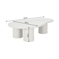 Table basse PTERAX 130 cm gris mat en MDF verni – Forme organique et plateau arrondi