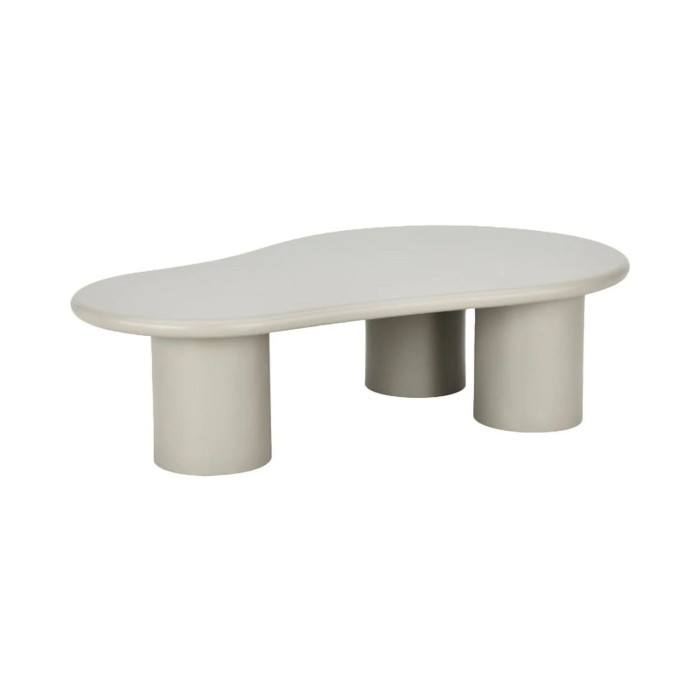 Table basse PTERAX 130 cm gris mat en MDF verni – Forme organique et plateau arrondi