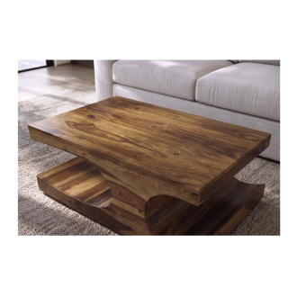 Table basse NOMA en bois de Sheesham vue de haut