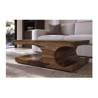 Table basse NOMA en bois de Sheesham vue de face