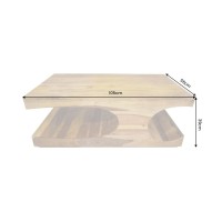 Table basse NOMA 105 cm en bois de Sheesham massif verni avec niches arrondies