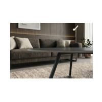 Table basse PETRANO 70 cm en céramique gris anthracite et métal noir – Forme organique