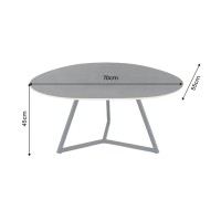 Table basse PETRANO 70 cm en céramique gris anthracite et métal noir – Forme organique
