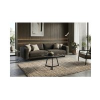 Table basse PETRANO 70 cm en céramique noire effet marbre sable et métal noir – Forme organique