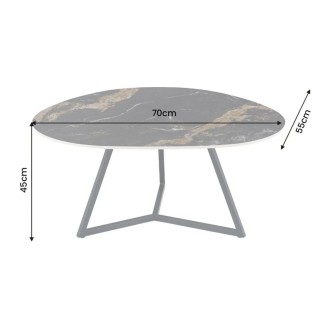 Table basse PETRANO effet marbre noir et sable dimensions